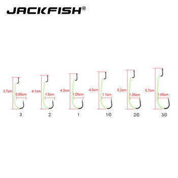 JACKFISH Φωτεινός γάντζος ψαρέματος από χάλυβα υψηλής περιεκτικότητας σε άνθρακα #3-#3/0 10 τμχ/παρτίδα Fishhooks Ανθεκτικό Pesca Sharp αγκαθωτό άγκιστρο Ψαρέμα