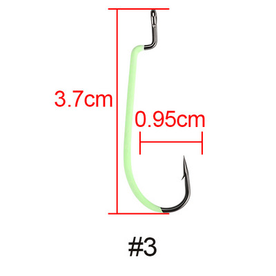 JACKFISH High Carbon acél világító horgászhorog #3-#3/0 10db/tétel Fishhook Tartós Pesca Sharp szöges horog horgászfelszerelés