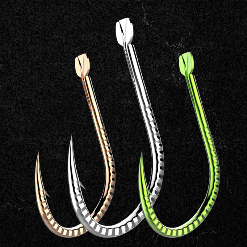 30db/csomag Szögesszögű horgász horgok Magas széntartalmú acél horgászhorgok horgászathoz Jip Zöld Arany Ezüst színű Erősített horgászhorgok