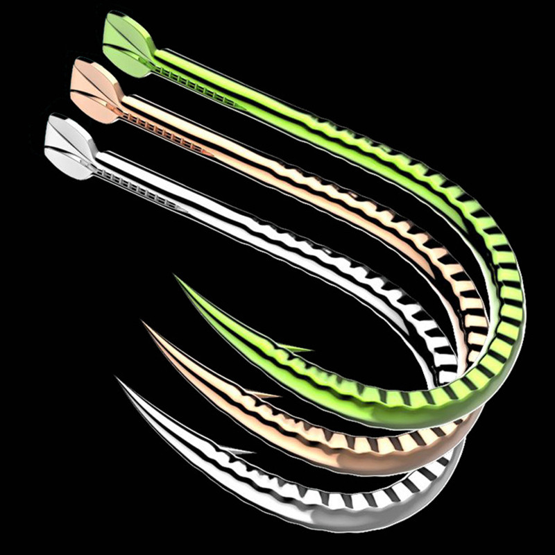 30db/csomag Szögesszögű horgász horgok Magas széntartalmú acél horgászhorgok horgászathoz Jip Zöld Arany Ezüst színű Erősített horgászhorgok