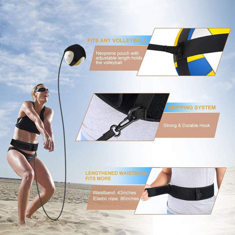 Volejbola treniņu aprīkojuma palīglīdzeklis treniņu trenažieris ar regulējamu siksnu servēšanai, iestatīšanai smailes treniņa atgriešanas bumba