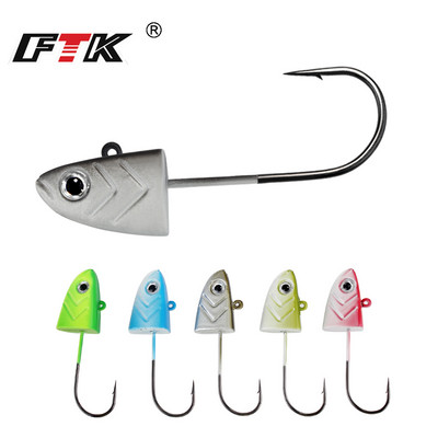 FTK Fishing Hooks 5g 12g 25g kloķis Jig head āķis makšķerēšanas āķa galva Jig lure cieta ēsma mīksta tārpu džiga āķis makšķerēšanai