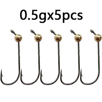 5db/tétel 0,5g-4g Micro Jig Head horgászhorgok Rézfejű Mini Crank Jig Fishhook Puha féregcsali horgásztartozékok
