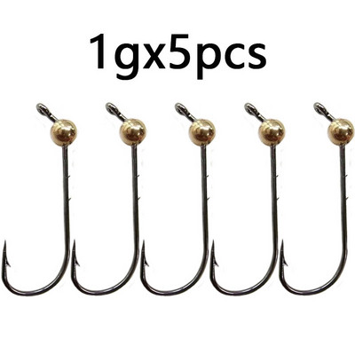 5db/tétel 0,5g-4g Micro Jig Head horgászhorgok Rézfejű Mini Crank Jig Fishhook Puha féregcsali horgásztartozékok
