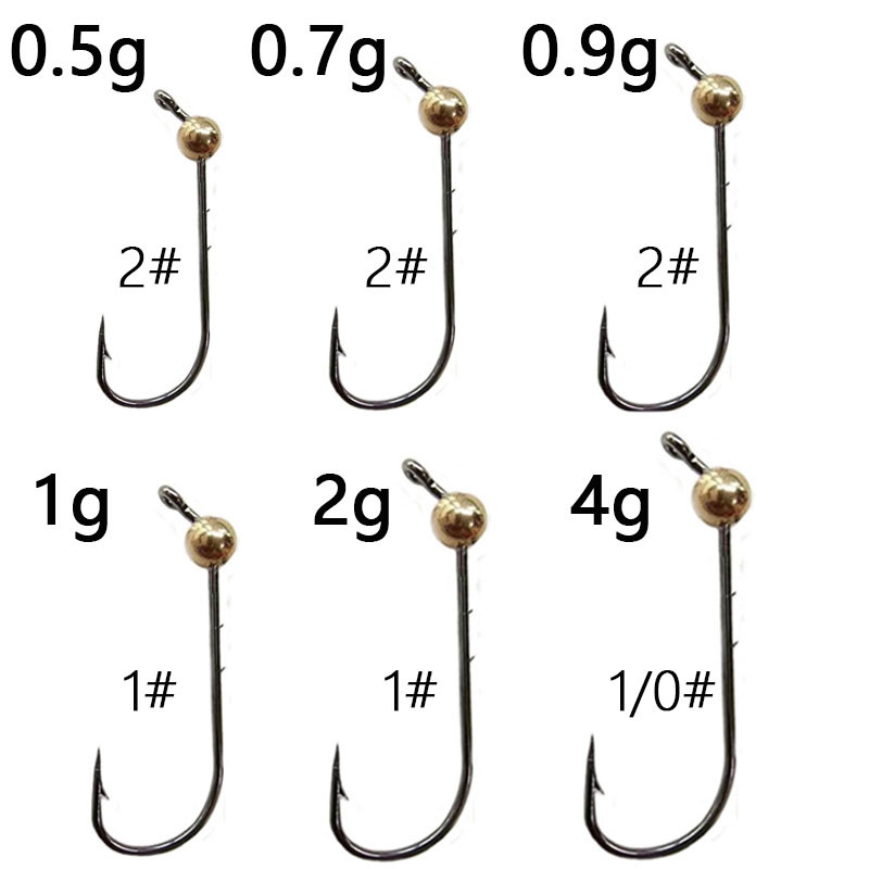 5db/tétel 0,5g-4g Micro Jig Head horgászhorgok Rézfejű Mini Crank Jig Fishhook Puha féregcsali horgásztartozékok