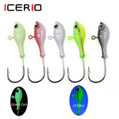 ICERIO 3db 10g 14g 28g Glow horgászcsali fém Swimbait Jig Heads Hook Bucktail Jig Heads Saltwater Jiggling Csalitartó Horog