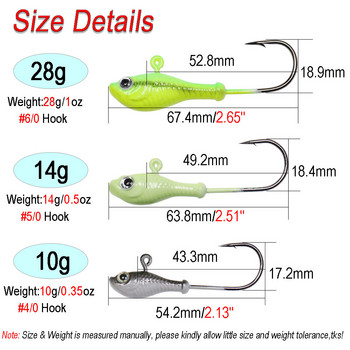 ICERIO 3 τμχ 10 g 14 g 28 g Glow Fishing Lure Metal Swimbait Jig Heads Hook Bucktail Jig Heads Saltwater Jiggling Bait Holder Hook