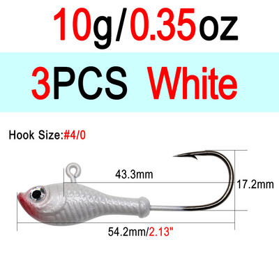 ICERIO 3db 10g 14g 28g Glow horgászcsali fém Swimbait Jig Heads Hook Bucktail Jig Heads Saltwater Jiggling Csalitartó Horog