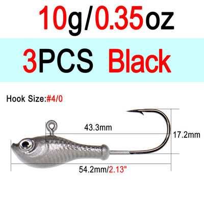 ICERIO 3db 10g 14g 28g Glow horgászcsali fém Swimbait Jig Heads Hook Bucktail Jig Heads Saltwater Jiggling Csalitartó Horog