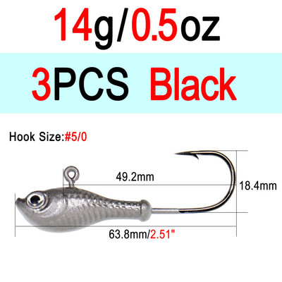 ICERIO 3db 10g 14g 28g Glow horgászcsali fém Swimbait Jig Heads Hook Bucktail Jig Heads Saltwater Jiggling Csalitartó Horog