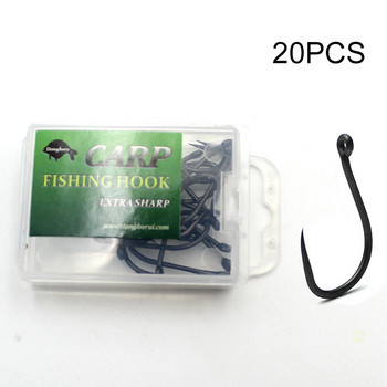 20 ΤΕΜ Επίστρωση Carp Fishing Hook High Carbon Steel Κοντός καμπύλος κορμός χωρίς Barbless Άγκιστρο 6/8/10 Carp Fishing Hook