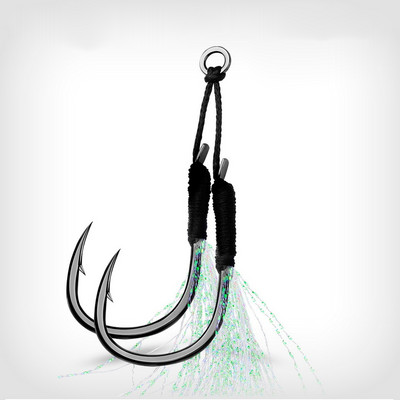 Γάντζος ψαρέματος 5 ζευγών/τσάντας 11#-20# Assist Hooks Jig Fishhook με φτερό κλωστή Φωτεινό Διπλό Ζεύγος Αγκαθωτό Άγκιστρο Θάλασσα Άγκιστρο Ψαρέματος