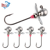 Cârlige de pescuit Jig din lemn de trandafir Capete de elice Cârlig de pește ascuțit cu tijă lungă pentru momeală moale vierme năluci de pescuit 5g 7g 10g 14g Pesca