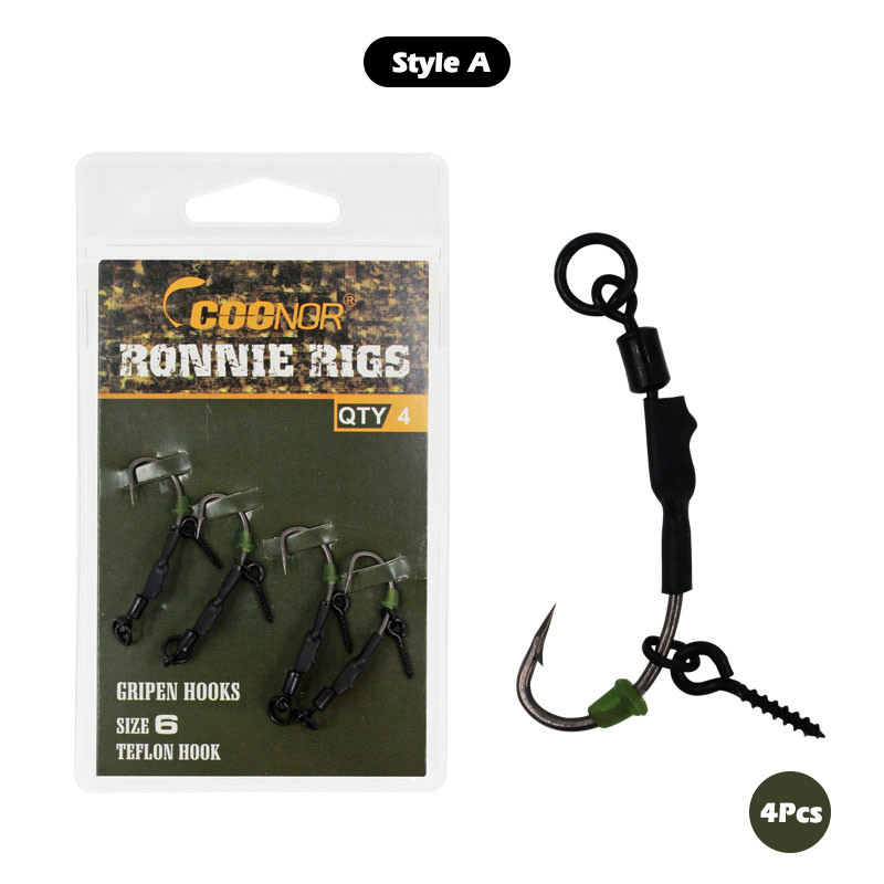 4vnt Ronnie Rig karpių žvejybos kabliukų derinys jūrinės žvejybos plūduriuojantis rutulinis masalas Žvejybos grupės žvejybos įrankių priedai