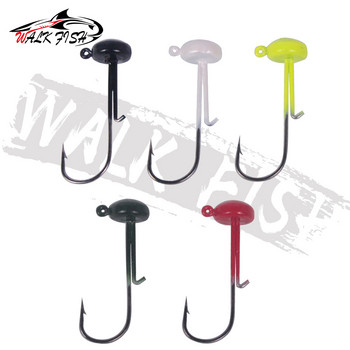 WALK FISH 5PCS/Lot Джиг глава 4.2g Finesse Mushroom Jig Heads Кука за мека стръв Риболовна кука Риболовна кука за бас пъстърва