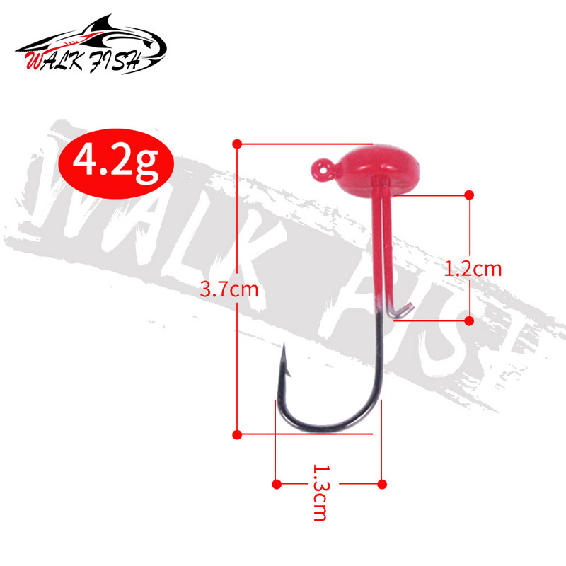 WALK FISH 5TK/Lot Jig Head 4,2g Finesse Mushroom Jig Heads Konks pehme söödaga õngekonksu Konks meriforelli jaoks
