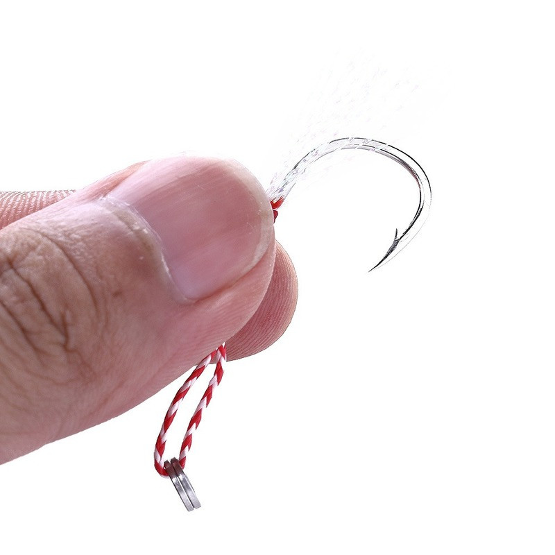 WHYY 5 részes horgászhorgok, masszív fém, tollrögzítő kiegészítő csalik mélytengeri vagy tengeri trollkodáshoz.