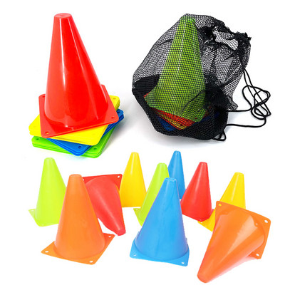 5pcs18CM Sign Bucket 6Inch Barrier Football Road Flat Training Cone Roller Pile Springback Marking Cup Symbol Sports Accessories