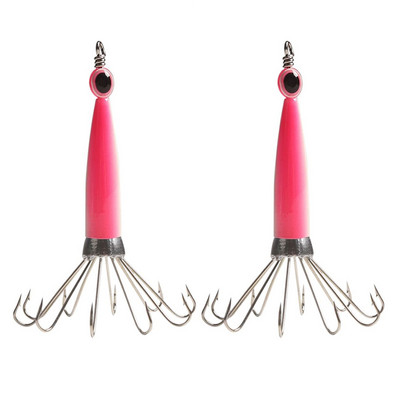 2 DB horgászvilágító szimuláció hüvelyes hal horgászcsali tintahal horog halszemekkel Fa garnéla csali polip csali kiegészítők