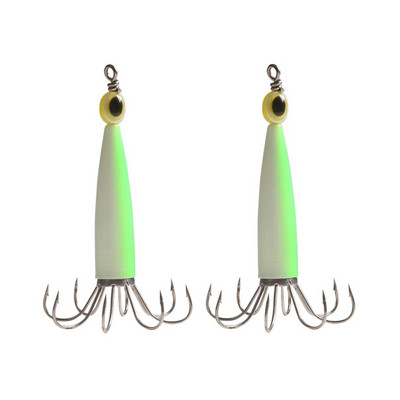 2 DB horgászvilágító szimuláció hüvelyes hal horgászcsali tintahal horog halszemekkel Fa garnéla csali polip csali kiegészítők