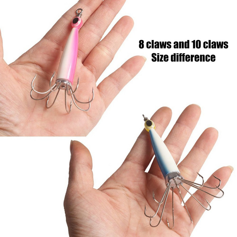 2 DB horgászvilágító szimuláció hüvelyes hal horgászcsali tintahal horog halszemekkel Fa garnéla csali polip csali kiegészítők