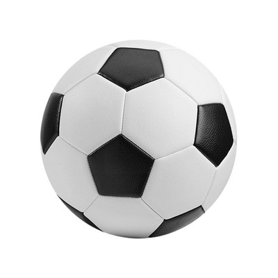 Minge de fotbal clasică de 21 cm din piele PVC moale NR.5 Negru Dimensiune standard de antrenament Minge de fotbal albă de fotbal H1I2
