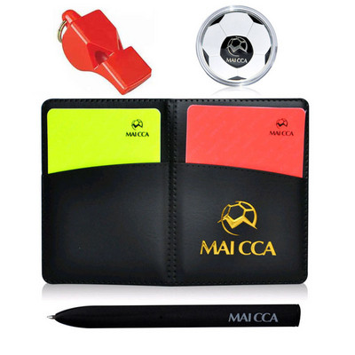Jalgpallikohtuniku kaardiümbris koos pliiatsiga Punase kollase kaardi vile Sport Jalgpall Kohtuniku rahakott Sülearvutikomplektid Professionaalsed varustus