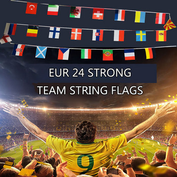 Ευρωπαϊκό Πρωτάθλημα Ποδοσφαίρου Bunting 24 Nations Bunting Flags Banner for Sports Bar Restaurant Garden Party Decorations