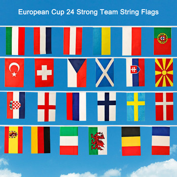 Ευρωπαϊκό Πρωτάθλημα Ποδοσφαίρου Bunting 24 Nations Bunting Flags Banner for Sports Bar Restaurant Garden Party Decorations