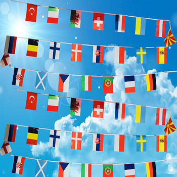 Европейско първенство по футбол Bunting 24 Nations Bunting Flags Банер за спортен бар Ресторант Градина Декорации за парти
