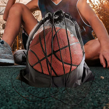 Τσάντα μπάσκετ με δίχτυ με μπάλα Τσάντα μπάσκετ με κορδόνι για αθλητική μπάλα Τσάντα αποθήκευσης με δίχτυ με μπάλα Τσάντα αθλητικού εξοπλισμού για μπάσκετ γυμναστικής παραλίας