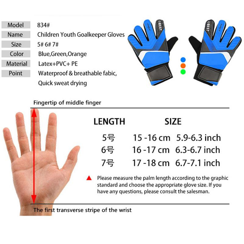 1 ζευγάρι Kids Boy Soccer Goalkeeper PU Gloves Finger Protection Goal Thickened Latex Football Gloves for Futbol Futebol Golkeeper