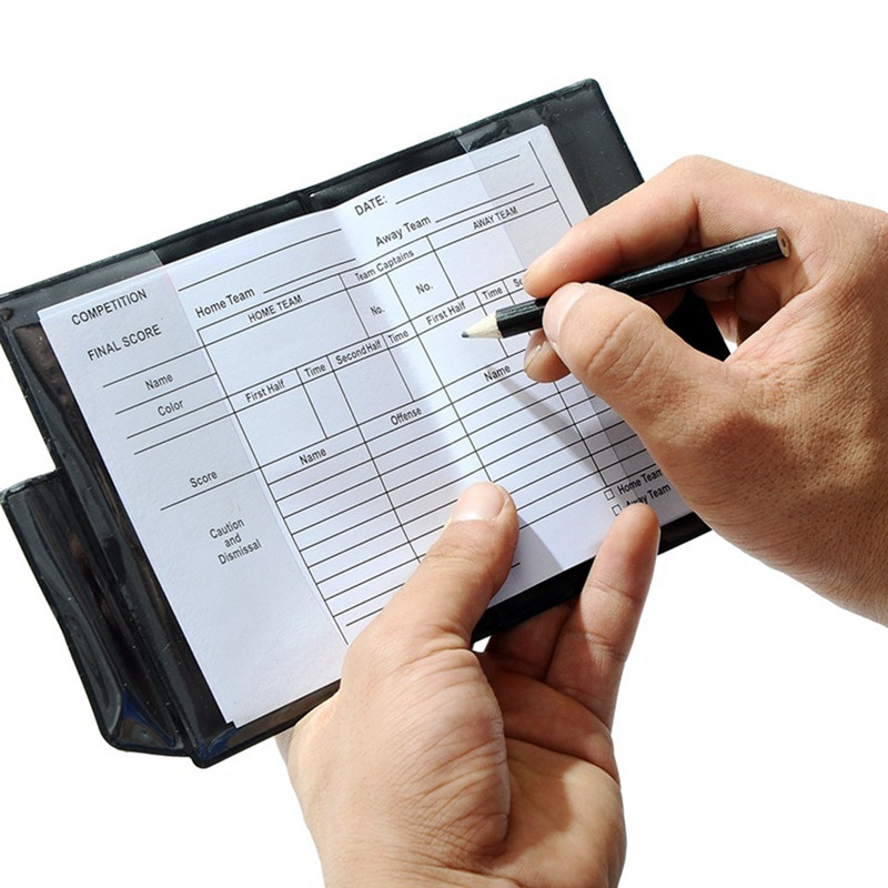 2 пакета комплекти карти за футболни рефери, предупредителни червени и жълти картони за рефери с листове с резултати от портфейла, аксесоари за футболни моливи