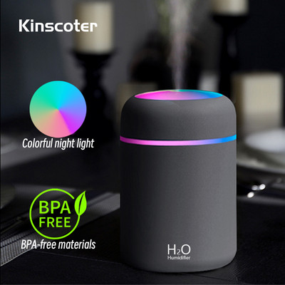 Umidificator de aer H2O de 300 ml Mini difuzor de aromă USB portabil cu ceață rece pentru dormitor acasă purificator de plante de mașină humificador