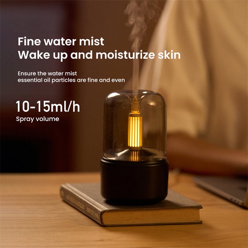 Žvakių šviesos aromato difuzorius nešiojamas mini USB oro drėkintuvas rūko purkštuvas LED nakties šviesos eterinių aliejų difuzorius 120ml