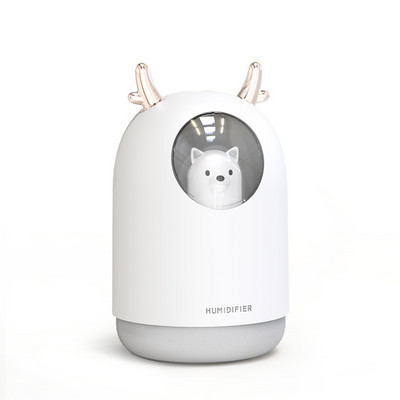 Buitinė technika USB drėkintuvas 300ml Cute Pet Ultragarsinis Cool Mist Aroma Oro Alyvos difuzorius Romantic Color LED Lemp Humidificador