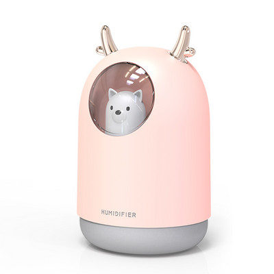 Buitinė technika USB drėkintuvas 300ml Cute Pet Ultragarsinis Cool Mist Aroma Oro Alyvos difuzorius Romantic Color LED Lemp Humidificador