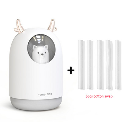 Buitinė technika USB drėkintuvas 300ml Cute Pet Ultragarsinis Cool Mist Aroma Oro Alyvos difuzorius Romantic Color LED Lemp Humidificador