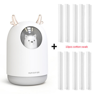 Buitinė technika USB drėkintuvas 300ml Cute Pet Ultragarsinis Cool Mist Aroma Oro Alyvos difuzorius Romantic Color LED Lemp Humidificador