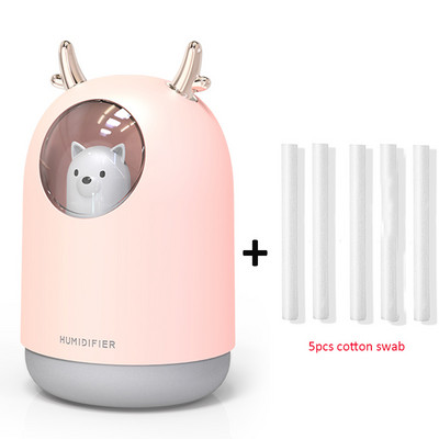 Buitinė technika USB drėkintuvas 300ml Cute Pet Ultragarsinis Cool Mist Aroma Oro Alyvos difuzorius Romantic Color LED Lemp Humidificador