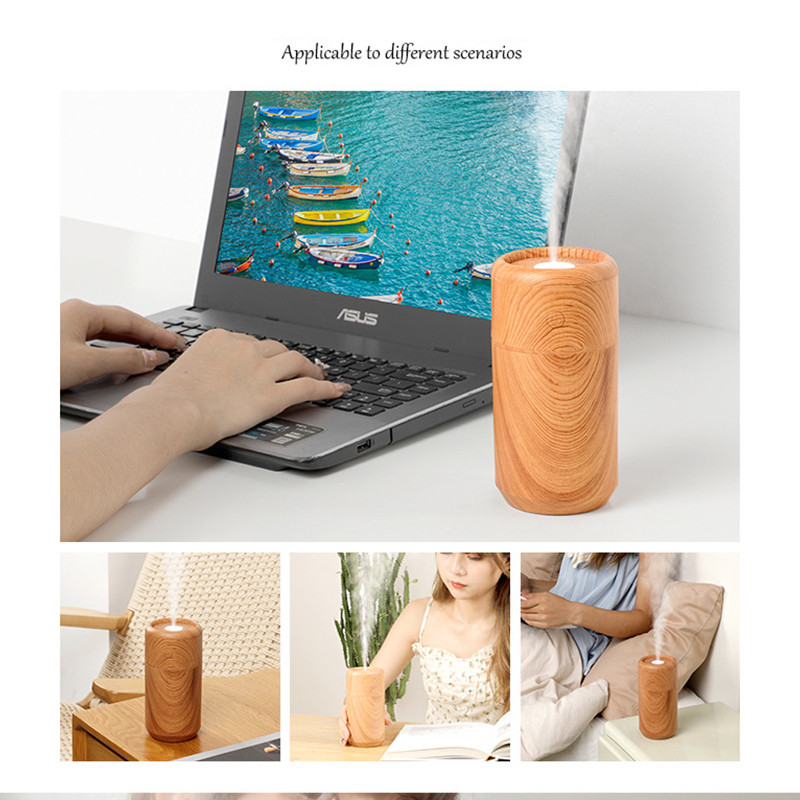 Umidificator de aer cu LED colorat, 350 ml, umidificator de aromă, umidificator cu ultrasunete, difuzor de uleiuri esențiale pentru mașină, biroul de acasă