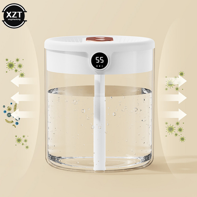 2 literes dupla fúvókás légpárásító LCD páratartalom kijelzővel, nagy kapacitású aroma illóolaj diffúzor otthoni hálószobába