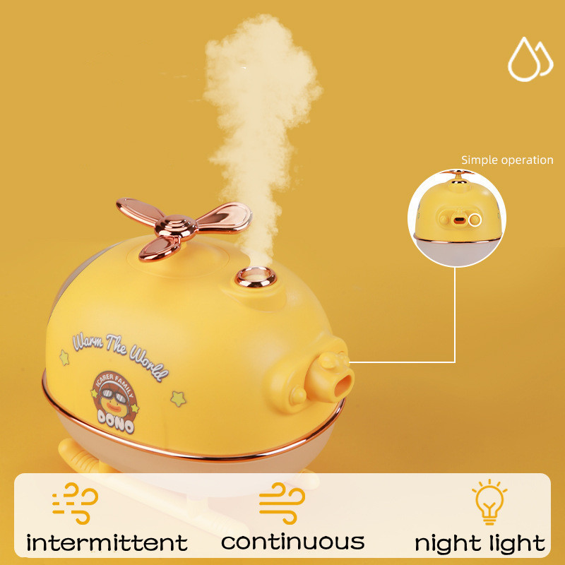 Mini elicopter de desene animate umidificator de aer cu aromă Difuzor electric de ulei esențial USB cu lumină de noapte caldă pentru mașină, birou, acasă