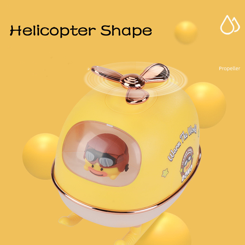 Mini elicopter de desene animate umidificator de aer cu aromă Difuzor electric de ulei esențial USB cu lumină de noapte caldă pentru mașină, birou, acasă