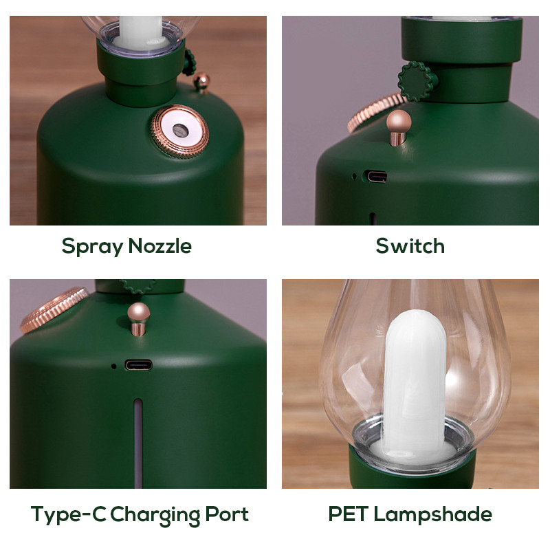 Difuzor de aromă cu umidificator de aer cu lampă retro Filterhualv cu baterie de litiu de 1200 mAh Difuzor de uleiuri esențiale Difuzor de aromă