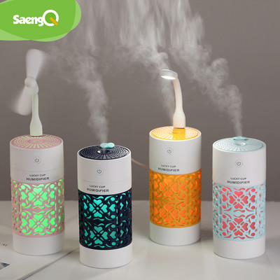 saengQ 250 ml gaisa mitrinātājs ar LED nakts lampu Mini Fan Aroma ēterisko eļļu difuzors USB Fogger Mist Maker mājas biroja automašīnai