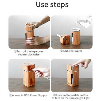 Ηλεκτρικός υγραντήρας Aroma Oil Diffuser Essential Ultrasonic Wood Grain Air Humidifier USB Mini Mist Maker Φως LED