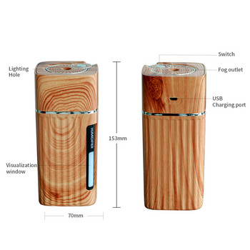 Ηλεκτρικός υγραντήρας Aroma Oil Diffuser Essential Ultrasonic Wood Grain Air Humidifier USB Mini Mist Maker Φως LED