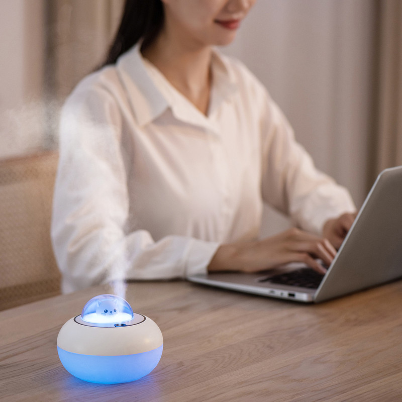 Cute Cat Humidifier Air USB Aroma Essential Oil Diffuser Υπνοδωμάτιο Humidificador Cool Mist Vaporizer Πολύχρωμο φως LED για το σπίτι