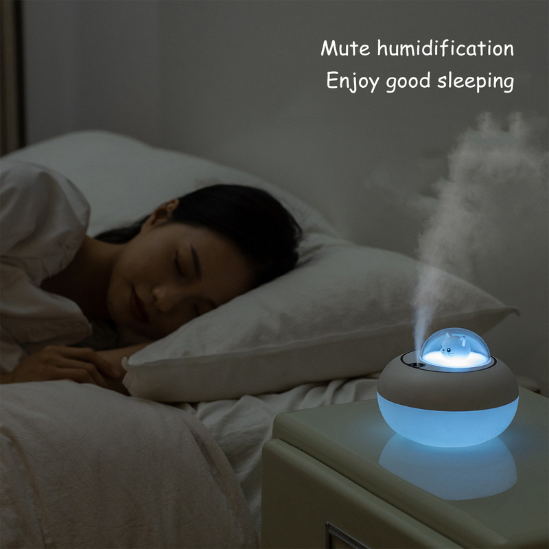 Cute Cat Humidifier Air USB Aroma Essential Oil Diffuser Υπνοδωμάτιο Humidificador Cool Mist Vaporizer Πολύχρωμο φως LED για το σπίτι
